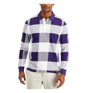 CLUBROOM Mens Purple Gingham Polo S